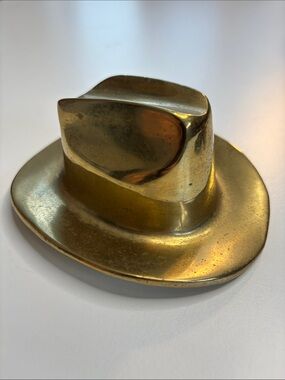 Rare Vintage Solid Brass Cowboy Hat Accent